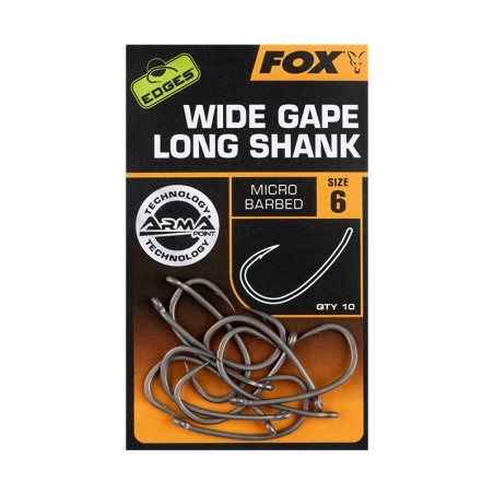 EDGES ARMAPOINT SUPER WIDE GAPE  LONG SHANK - SIZE 6 FOX
