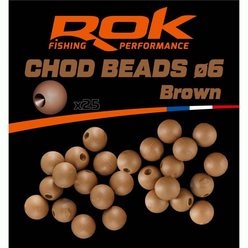 CHOD BEADS Ø6 BROWN - PERLES SOFTS Ø6 MARRON (PRE-PERFOREES) 