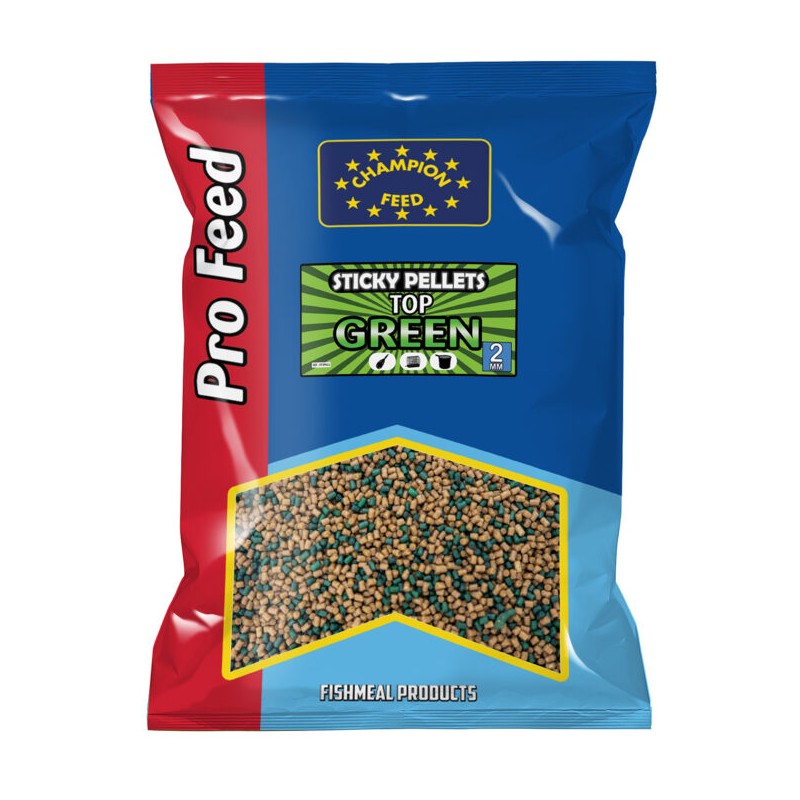 STICKY PELLETS 2MM TOP GREEN 650 GR CHAMPION FEED