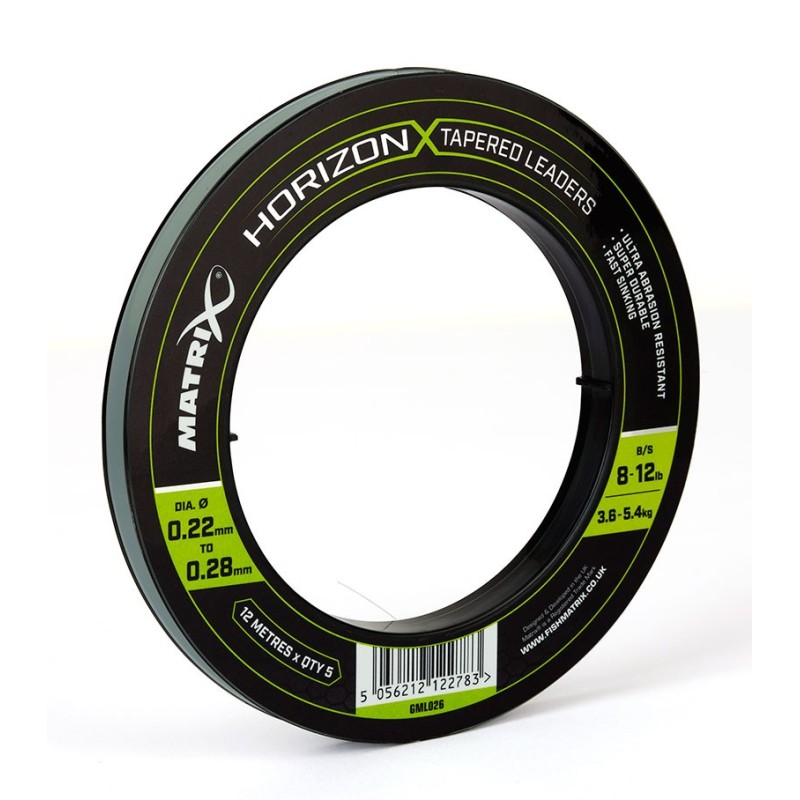 MATRIX HORIZON X TAPERED SHOCK LEADER - 8LB / 12LB (12M) X5 MATRIX