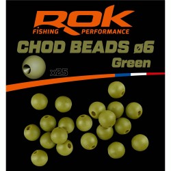 CHOD BEADS Ø6 GREEN - PERLES SOFTS Ø6 VERT (PRE-PERFOREES) 