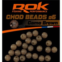 CHOD BEADS Ø6 CAMO BROWN - PERLES SOFTS Ø6 CAMO MARRON (PRE-PERFOREES) 