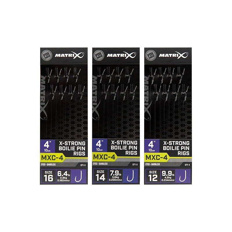 MXC-4 SIZE 16 BARBLESS / 0.18MM / 4" (10CM) / X-STRONG BOILIE PIN - 8P MATRIX