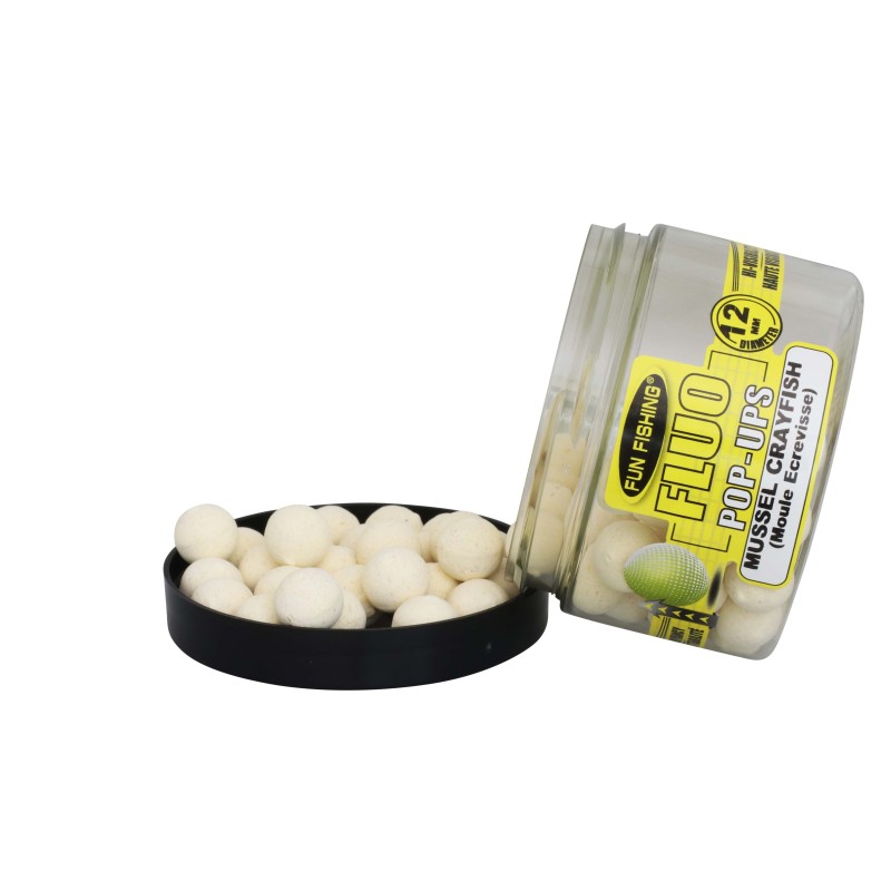 FLUO POP UPS -12MM - 40GR -BLANC / MOULE ECREVISSE 