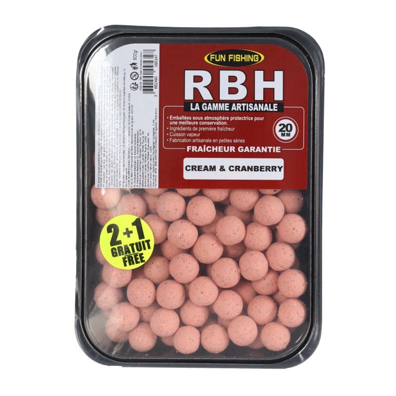 RBH BOILIES 800GR - 20MM - CREAM & CRANBERRY 