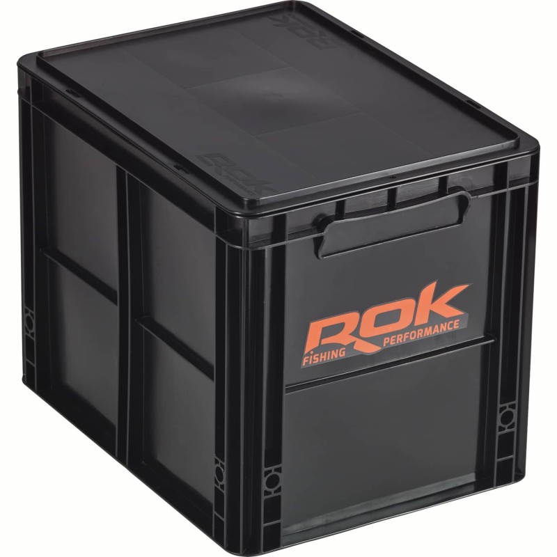CAISSE DE RANGEMENT NOIRE 40X30X32CM AVEC COUVERCLE ROK FISHING PERFORMANCE