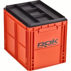 CAISSE DE RANGEMENT ORANGE 40X30X32CM AVEC COUVERCLE ROK FISHING PERFORMANCE