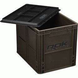 CAISSE DE RANGEMENT MARRON-VERT 40X30X32CM AVEC COUVERCLE ROK FISHING PERFORMANCE