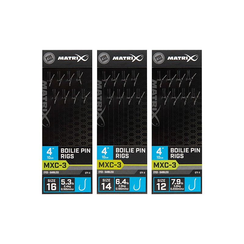 MXC-3 SIZE 12 BARBLESS / 0.20MM / 4" (10CM) / BOILIE PIN - 8PCS