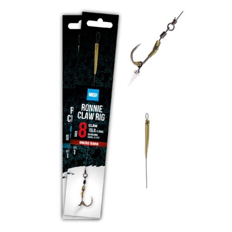 BAS DE LIGNE RONNIE CLAW RIG 20LB T6 SEMI STIFF MICRO BARB NASH