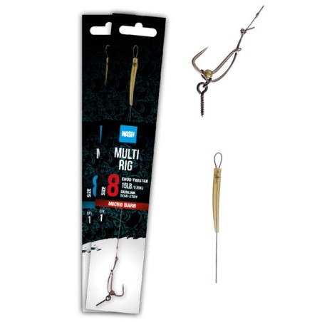 BAS DE LIGNE MULTI RIG CHOD TWISTER 25LB T4 SEMI STIFF MICRO BARB NASH