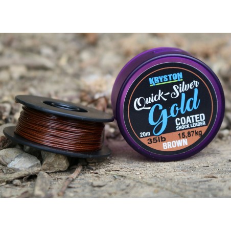 TRESSE GAINÉE QUICKSILVER GOLD COATED SHOCK LEADER 35LB 10M KRYSTON
