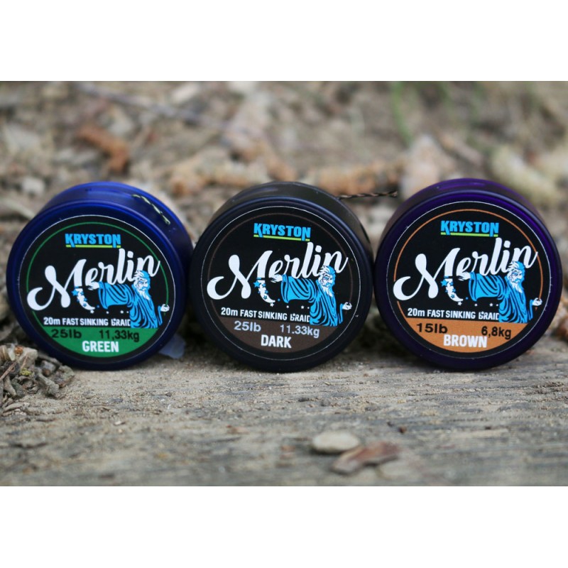 TRESSE MERLIN FAST SINKING SUPPLE BRAID BROWN 15LB 20M KRYSTON