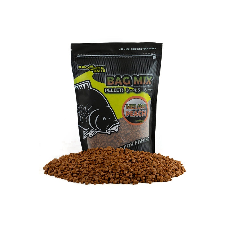 PELLETS BAG MIX 3/4.5/6MM MELON PEACH 800G PROELITE BAITS