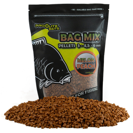 PELLETS BAG MIX 3/4.5/6MM MELON PEACH 800G PROELITE BAITS
