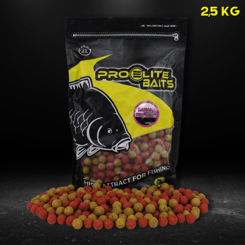 BOILIE NATURAL FOODS 20MM BANANA STRAWBERRY 2.5KG PROELITE BAITS