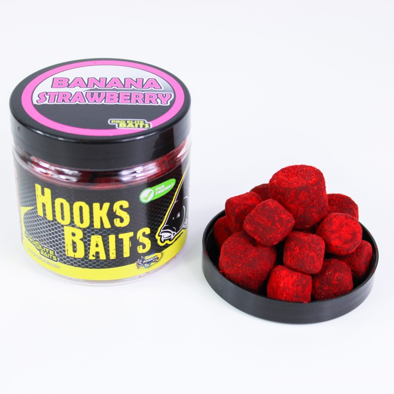 HOOK PELLETS POWDER DIPS 14/20MM BANANA STRAWBERRY 100G PROELITE