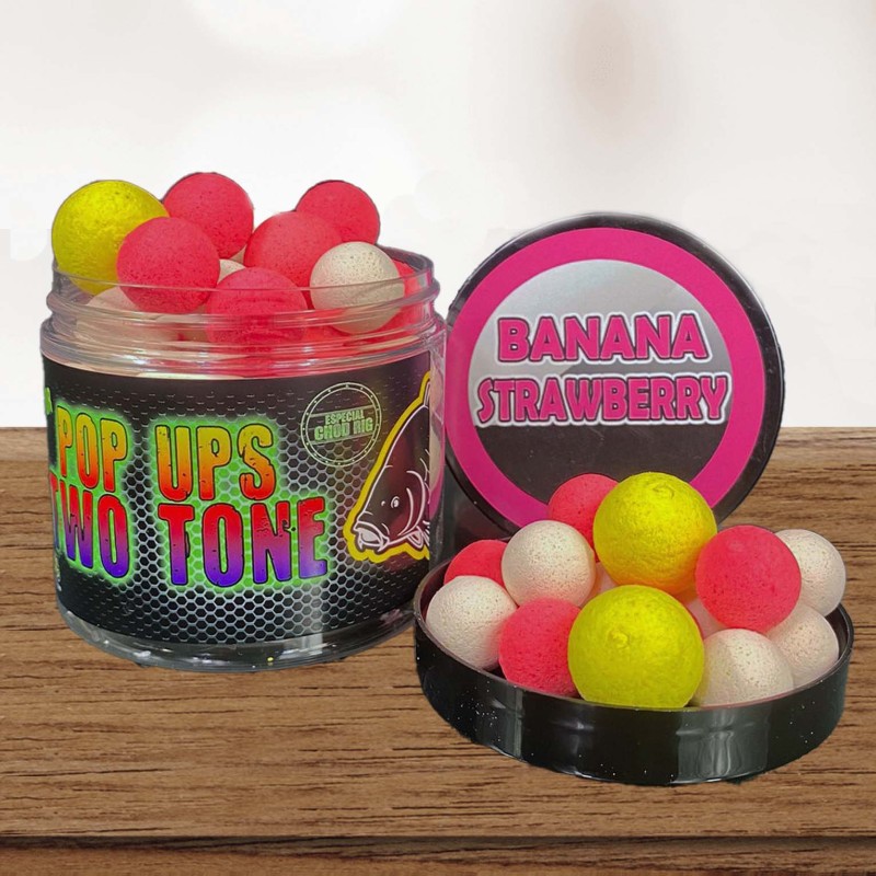 FLUOR POP UP TWO TONE 14/20MM BANANA STRAWBERRY 60G PROELITE BAITS