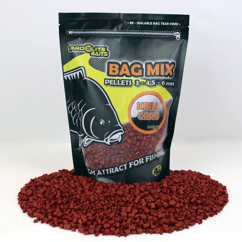 PELLETS BAG MIX 3/4.5/6MM KRILL CRAB 800G PROELITE BAITS