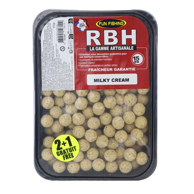 BOUILLETTE RBH MILKY CREAM 15MM FUN FISHING