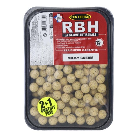 BOUILLETTE RBH MILKY CREAM 15MM FUN FISHING