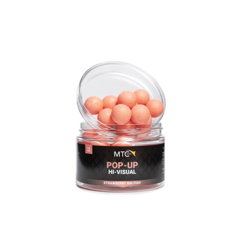 POP-UP HI-VISUAL STRAWBERRY BIG FISH 14MM MTC BAITS